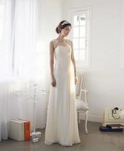 Cheap Wedding Dresses Scoop A-line Floor-length Chiffon Ivory Chic Bridal Gown JKS205