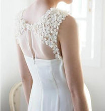Cheap Wedding Dresses Scoop A-line Floor-length Chiffon Ivory Chic Bridal Gown JKS205