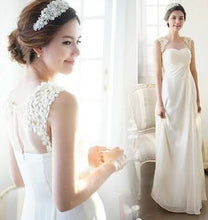 Cheap Wedding Dresses Scoop A-line Floor-length Chiffon Ivory Chic Bridal Gown JKS205