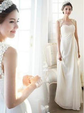 Cheap Wedding Dresses Scoop A-line Floor-length Chiffon Ivory Chic Bridal Gown JKS205