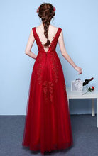 Chic Prom Dresses Straps Appliques Burgundy Long Sexy Prom Dress/Evening Dress JKS210