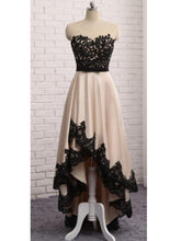 High Low Prom Dresses Scoop Black Appliques Sexy Long Prom Dress/Evening Dress JKS214