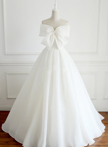 Beautiful Wedding Dresses Strapless Ivory Organza Bowknot Bridal Gown JKS227