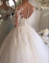 Chic Wedding Dresses Scoop Long Sleeve Ball Gown Beading Bridal Gown JKS245|Annapromdress