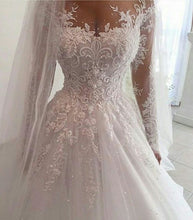 Chic Wedding Dresses Scoop Long Sleeve Ball Gown Beading Bridal Gown JKS245|Annapromdress