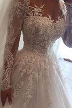 Chic Wedding Dresses Scoop Long Sleeve Ball Gown Beading Bridal Gown JKS245|Annapromdress