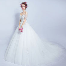 Ball Gown Wedding Dresses Off-the-shoulder Appliques Sexy Bridal Gown JKS253