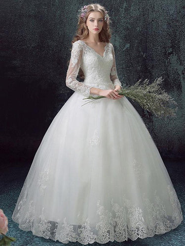 Ball Gown Wedding Dresses V-neck Floor-length Sexy Bridal Gown JKS255