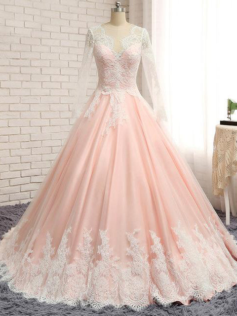 Chic Wedding Dresses Ball Gown Sweep/Brush Train Lace Bridal Gown JKS257
