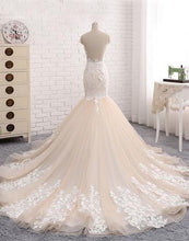 Chic Wedding Dresses Backless Trumpet Mermaid Scoop Lace Long Sexy Bridal Gown JKS266