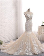 Chic Wedding Dresses Backless Trumpet Mermaid Scoop Lace Long Sexy Bridal Gown JKS266