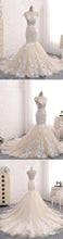 Chic Wedding Dresses Backless Trumpet Mermaid Scoop Lace Long Sexy Bridal Gown JKS266