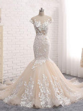 Chic Wedding Dresses Backless Trumpet Mermaid Scoop Lace Long Sexy Bridal Gown JKS266
