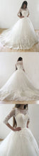 Ball Gown Wedding Dresses Scoop Sweep Train Lace Tulle Chic Bridal Gown JKS269