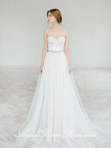 Cheap Wedding Dresses Spaghetti Straps Floor-length Lace Long Simple Bridal Gown JKS273