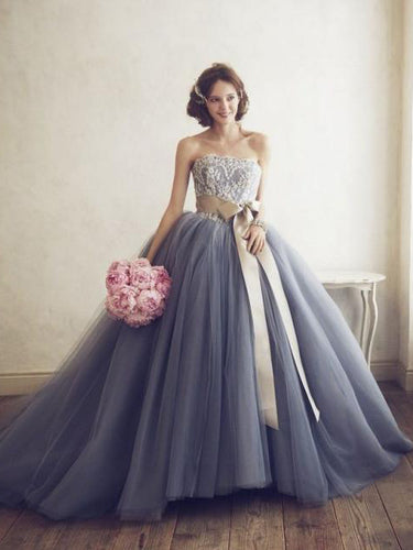 Beautiful Wedding Dresses Ball Gown Lace Sweep Train Lace-up Chic Bridal Gown JKS278