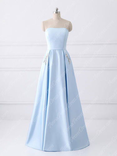 Beautiful Prom Dresses A-line Light Sky Blue Long Prom Dress Chic Evening Dress JKS283