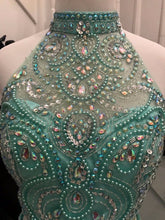 Two Piece Prom Dresses Halter A-line Floor-length Rhinestone Long Prom Dress JKS296