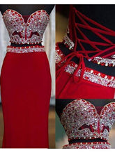 Two Piece Prom Dresses Sweetheart Sheath Column Floor-length Long Red Prom Dress JKS310