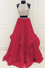 Two Piece Prom Dresses A-line Scoop Floor-length Organza Long Prom Dress JKS312