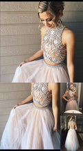 Two Piece Prom Dress A-line High Neck Prom Dress/Evening Dress with Open Back JKS320