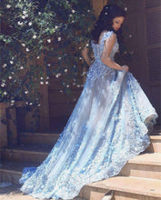 Wedding Dresses Straps Blue Hand-Made Flower Tulle JKW002