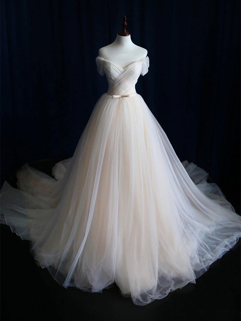 Simple Wedding Dresses Chic Ball Gown Sweep/Brush Train Ruffles JKW005|Annapromdress
