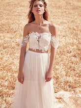2017 Wedding Dresses Cheap Sexy Two Pieces Ivory Lace Tulle JKW011