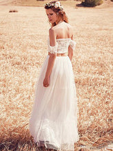 2017 Wedding Dresses Cheap Sexy Two Pieces Ivory Lace Tulle JKW011