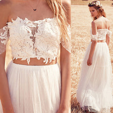 2017 Wedding Dresses Cheap Sexy Two Pieces Ivory Lace Tulle JKW011