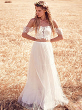 2017 Wedding Dresses Cheap Sexy Two Pieces Ivory Lace Tulle JKW011