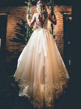 A-line Wedding Dresses Scoop Sweep/Brush Train Bridal Gown JKW036