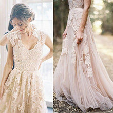 Sexy V-neck Wedding Dresses A-line Appliques Tulle Bridal Gown JKW045