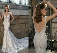 Sexy Wedding Dresses Spaghetti Straps Sheath/Column Lace Bridal Gown JKW052