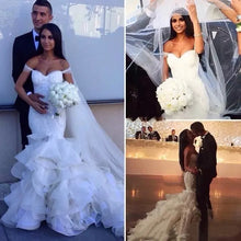 Trumpet/Mermaid Wedding Dresses Sweep/Brush Train Organza Chic Bridal Gown JKW053