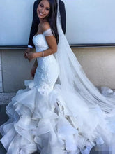 Trumpet/Mermaid Wedding Dresses Sweep/Brush Train Organza Chic Bridal Gown JKW053