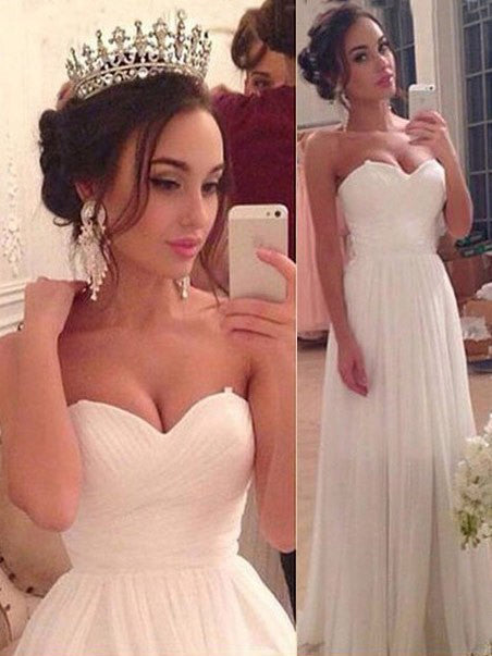 Cheap Wedding Dresses Simple A-line Sweetheart Chiffon Bridal Gown JKW059