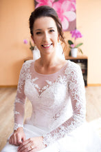 Sexy Slit Wedding Dresses Long Sleeve Sweep/Brush Train Bridal Gown JKW062
