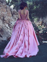 Beautiful Wedding Dresses Fuchsia A-line Appliques Satin Bridal Gown JKW067