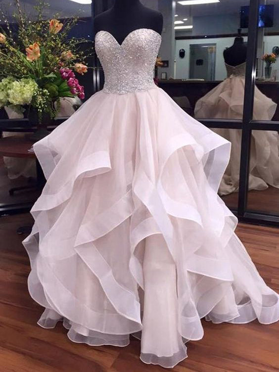 Sexy Wedding Dresses Sweetheart A-line Short Train Sequins Tulle Bridal Gown JKW085