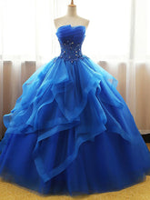 Ball Gown Wedding Dresses Strapless Floor-length Royal Blue Bridal Gown JKW094