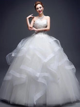 Ball Gown Wedding Dresses Strapless Floor-length Royal Blue Bridal Gown JKW094