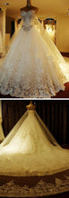 Luxury Wedding Dresses Rhinestone Sweep/Brush Train Tulle Bridal Gown JKW095