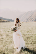 Chic Wedding Dresses Ivory Long Sleeve Floor-length Tulle Bridal Gown JKW097|Annapromdress