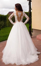 Long Sleeve Wedding Dresses Sexy Scoop Appliques Short Train Bridal Gown JKW101