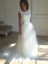 Beautiful Wedding Dresses A-line Short Train Ivory Tulle Bridal Gown JKW102