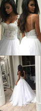 Chic Wedding Dresses Sexy Spaghetti Straps Appliques Tulle Ivory Bridal Gown JKW105