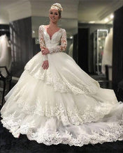 Beautiful Wedding Dresses Long Sleeve Ball Gown Appliques Ivory Bridal Gown JKW106