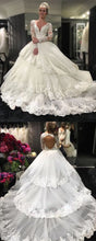 Beautiful Wedding Dresses Long Sleeve Ball Gown Appliques Ivory Bridal Gown JKW106