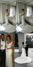 Sexy Wedding Dresses V-neck Sheath/Column Sweep/Brush Train Bridal Gown JKW112